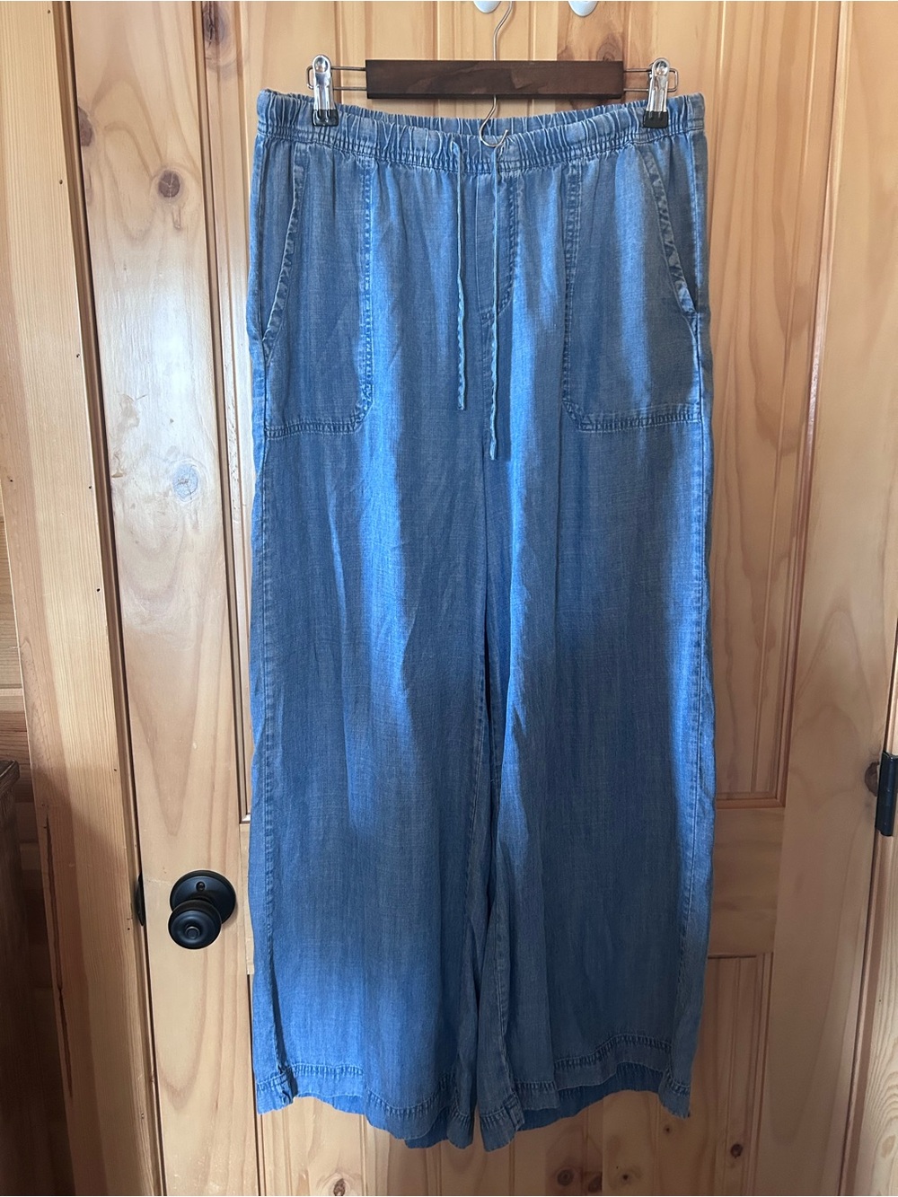 Splendid Light Blue Wide-Leg Drawstring Jumpsuit Pants